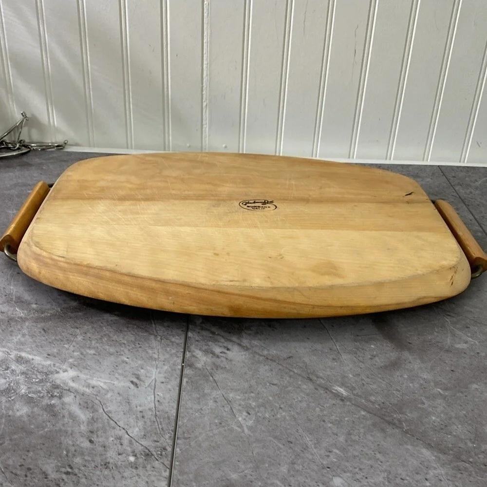 Vintage Gladmark Cutting Board Wooden‎ Handles MCM Meat Carving Charcuterie USA